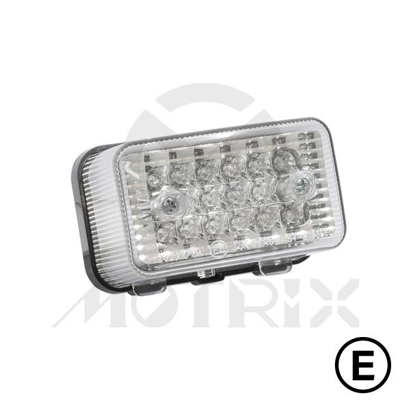 Universal taillight(LED), clear lens, chrome base, with E-mark