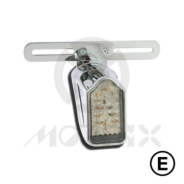Universal taillight(LED), clear lens, chrome base, with E-mark, with bracket