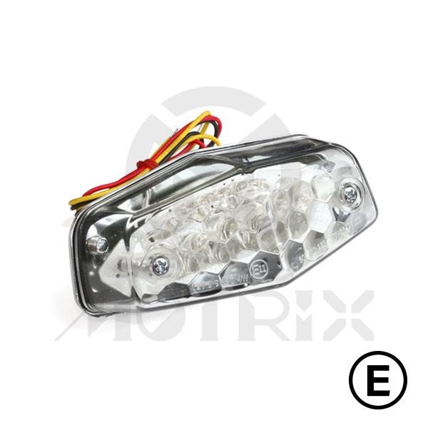 Universal taillight(LED), clear lens, chrome base, with E-mark