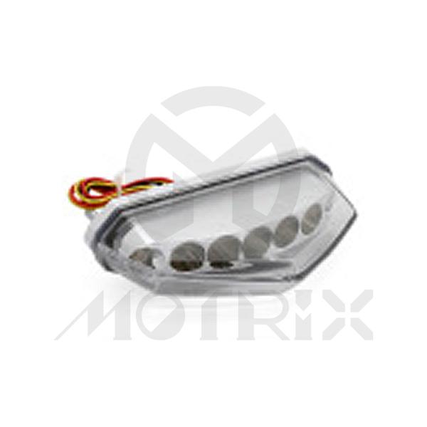 Universal taillight(LED), clear lens, chrome base, with E-mark