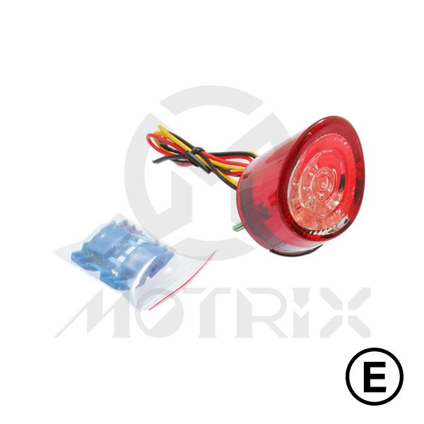 Universal taillight(LED), red lens, with E-mark