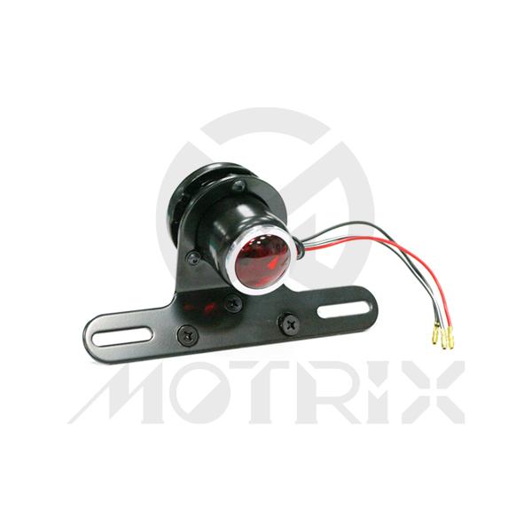 Universal bulb taillight, red lens, with black bracket