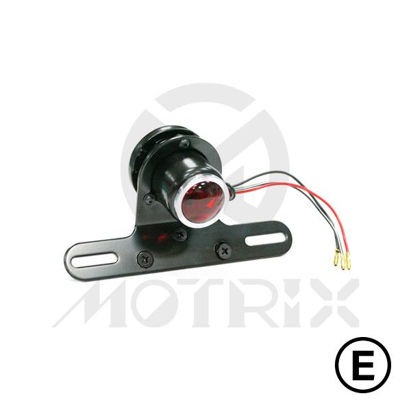Universal taillight(LED), red lens, with black bracket, with E-mark