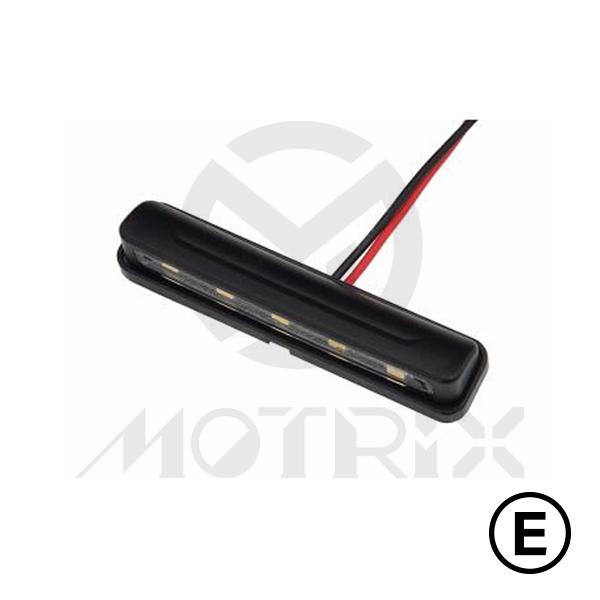 Universal license light(LED), clear lens, black base, with E-mark