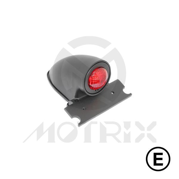 Universal bulb tail light, red lens, with bracket