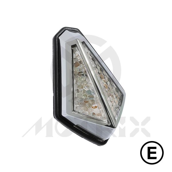 Universal taillight(LED), clear lens, rubber chrome base, with E-mark