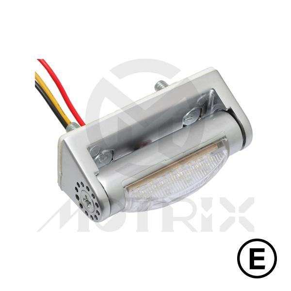 Universal license light(LED), clear lens, silver base, with E-mark