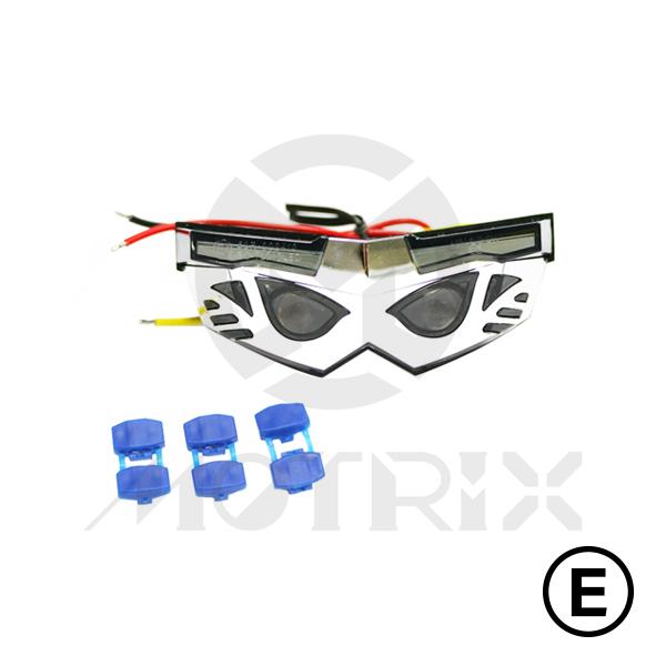 Universal taillight(LED), smoke lens, chrome mask, with E-mark