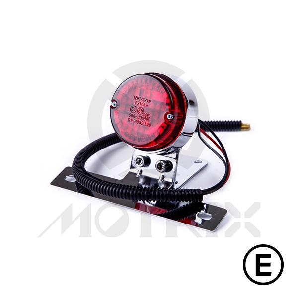 Universal bulb taillight, red lens, chrome housing