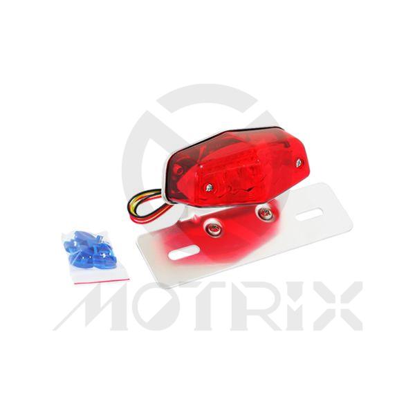 Universal bulb taillight, red lens, with bracket