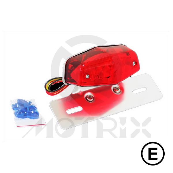 Universal taillight(LED), red lens, with E-mark, with bracket