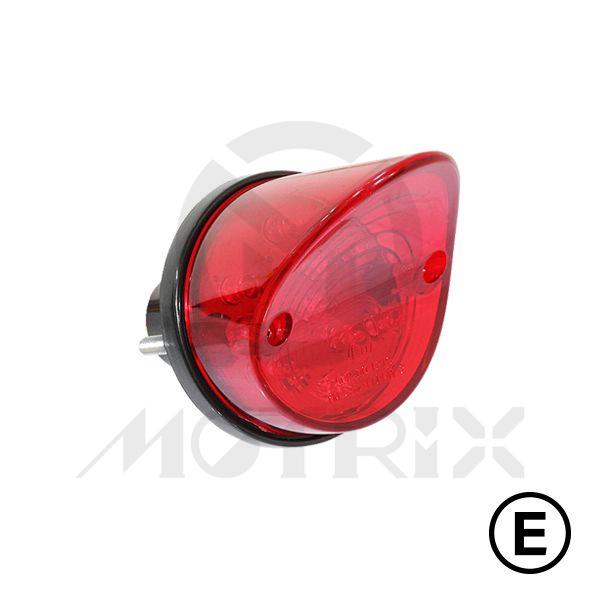 Universal round angle tailight(LED), red lens, black base, with E-mark