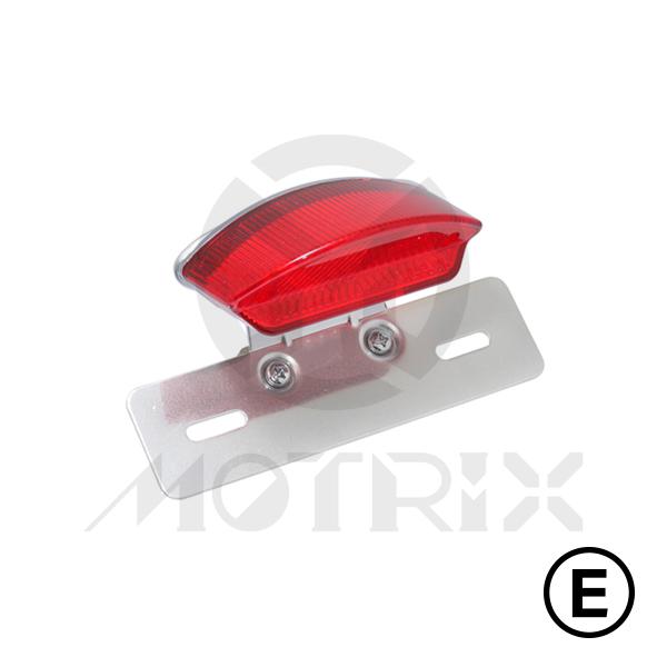 Universal taillight(LED), red lens, chrome base, with E-mark, with bracket