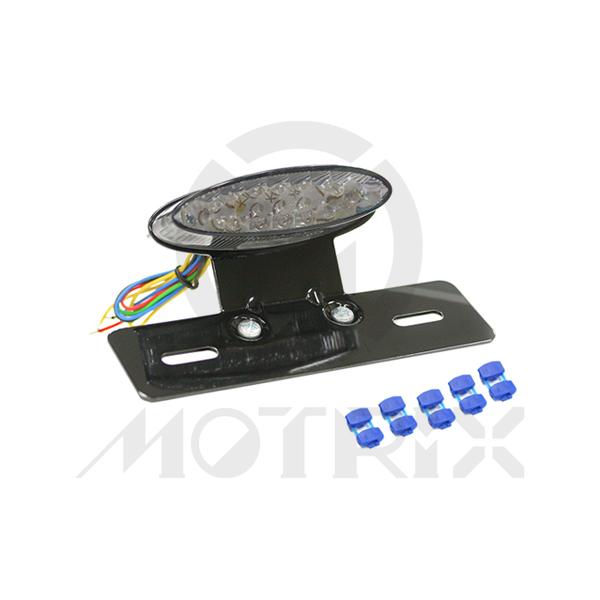 Universal taillight(LED), smoke lens, black base, with license light, with E-mark