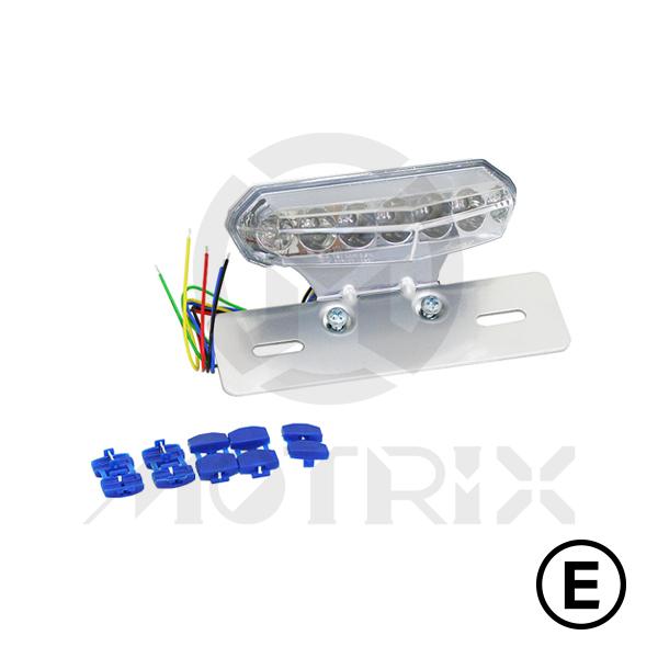 Universal taillight(LED), clear lens, chrome base, with E-mark, with blinker