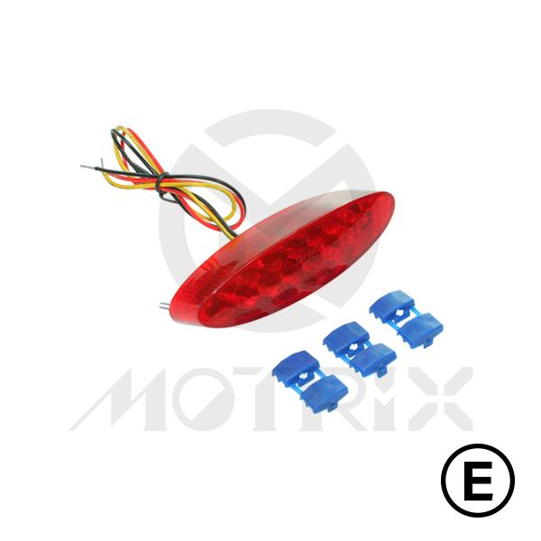 Universal oval rear taillight(LED), red lens, with E-mark