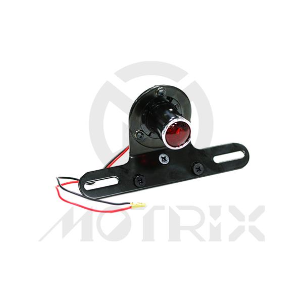Universal bulb taillight, red lens, with black bracket
