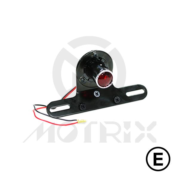 Universal taillight(LED), red lens, with black bracket, with E-mark