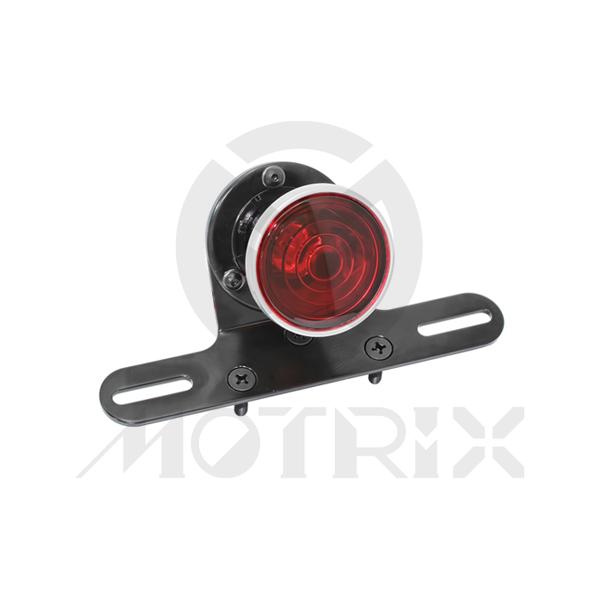 Universal bulb taillight, red lens, with black bracket