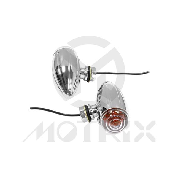 Universal winker(LED), clear lens/chrome base, with flutes