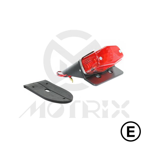 Universal taillight, red lens, with bracket, with E-mark