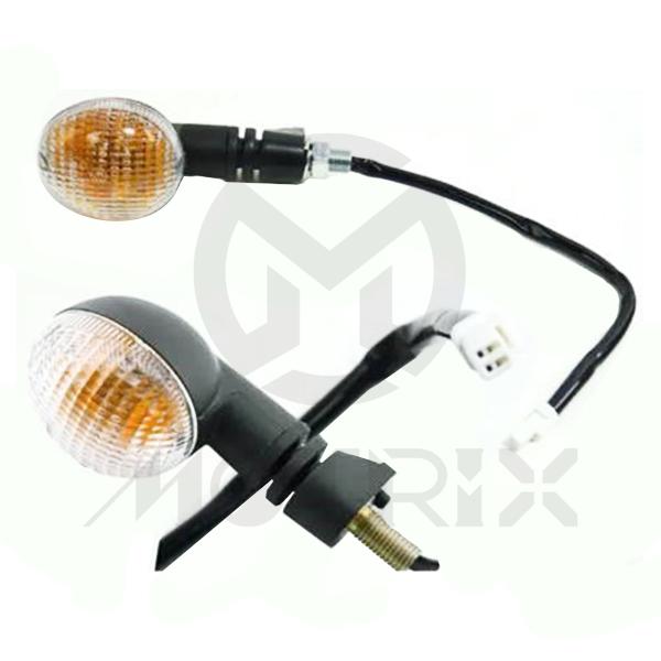 Indicator for KTM 125 EXC 250, EXC-F, 300 EXC, 690 ENDURO. With E-mark. White lens/black stem/ bulbs