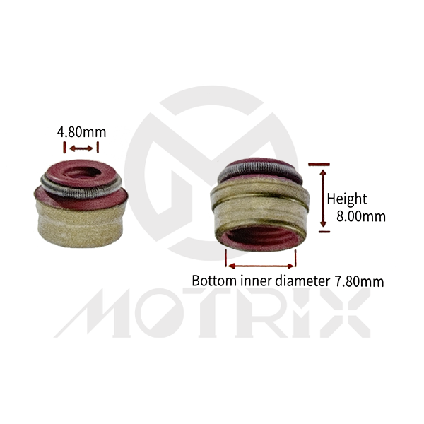 Valve stem seal (material: VITON). Bottom inner diameter 7.8mm  x rubber inner diameter 4.8mm * H 8.00mm