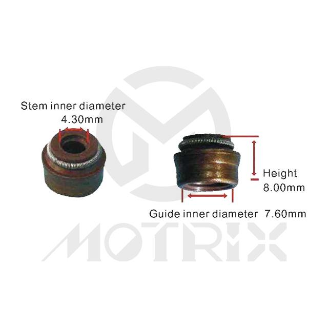 Valve stem seal (material: Silicon). Bottom inner diameter 7.6mm  x rubber inner diameter 4.3mm * H 8.00mm