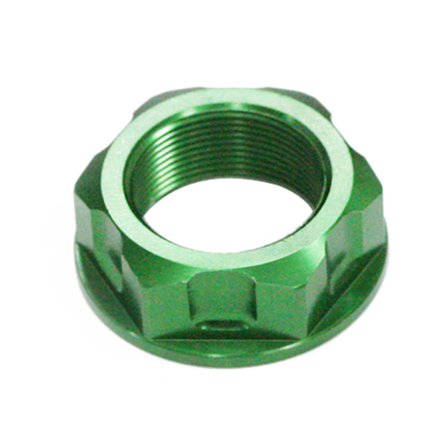 Steering stem nut, CNC machined for HONDA XR50R, CRF70F ; YAMAHA YZ65, TTR110 Green