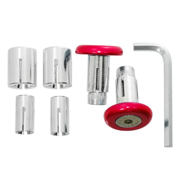 Bar end plugs alloy 3 piece red 29mm fit:12mm/14mm/18mm