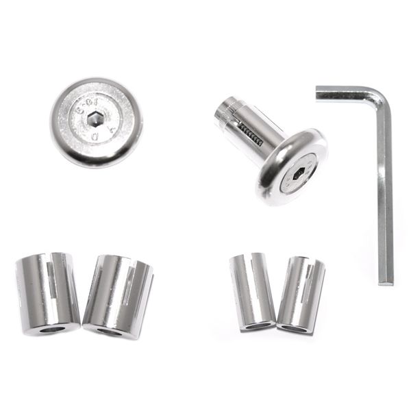 Bar end plugs alloy 3 piece small silver 29mm