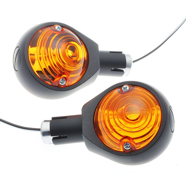 Black bar end indicators with amber lens fit 1'' bar