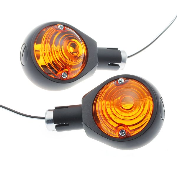 Black bar end indicators with amber lense fit 7/8 inch bar