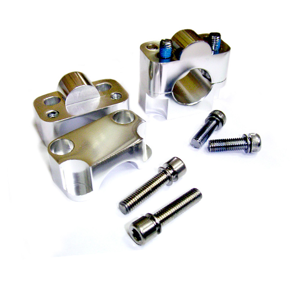 Alloy handlebar clamps with high polish & anodized 