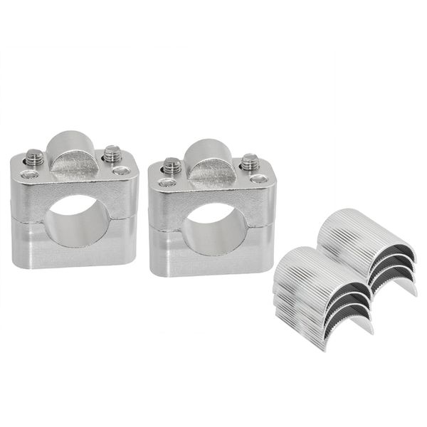 Alloy handlebar clamps with polish & anodized silver
