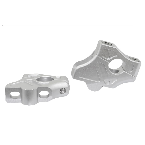 Offset bar clamp 28.6mm AL6061 silver polish