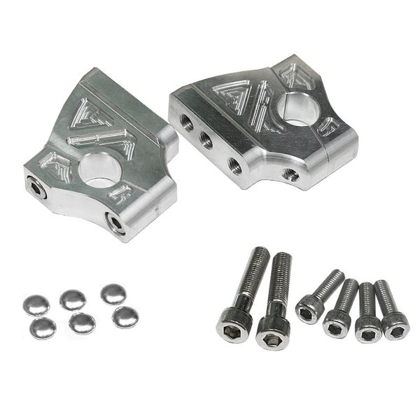 Flat type offset bar clamp 28.6mm, AL6061 silver polish