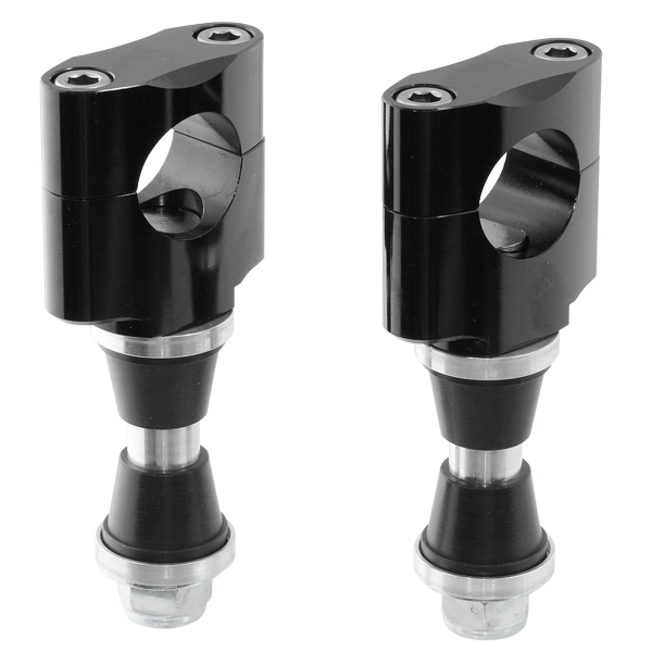 Alloy handlebar clamp 28.6mm black with raiser