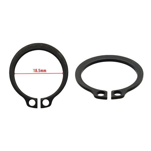 External retaining ring (shaft), black. Shaft Dia: 20MM / Inner Dia: 18.5MM / Thickness: 1.2MM. SAE1050-SAE1090 carbon spring steel/ HRC44-53