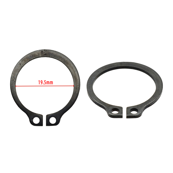 External retaining ring (shaft), black. Shaft Dia: 21MM / Inner Dia: 19.5MM / Thickness: 1.2MM. SAE1050-SAE1090 carbon spring steel/ HRC44-53