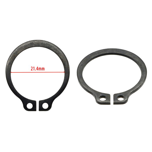 External retaining ring (shaft), black. Shaft Dia: 23MM / Inner Dia: 21.4MM / Thickness: 1.2MM. SAE1050-SAE1090 carbon spring steel/ HRC44-53