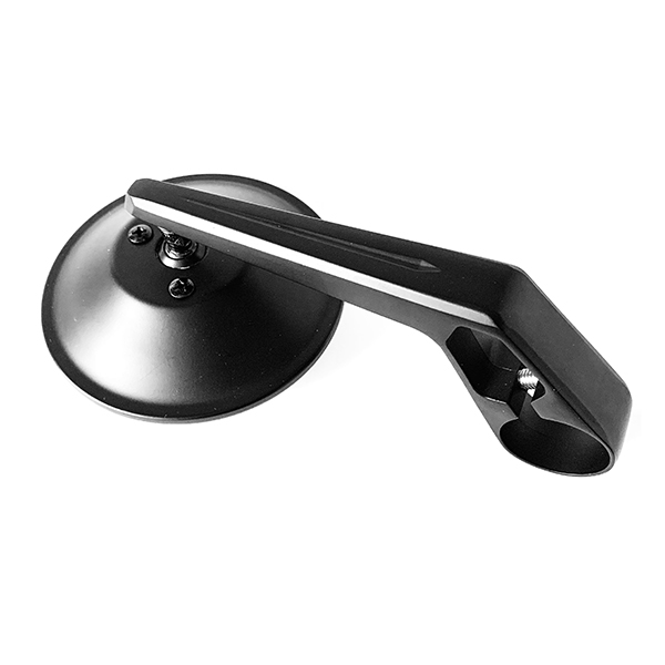 Universal alu. bar-end mirror LH/RH, black, with ECE