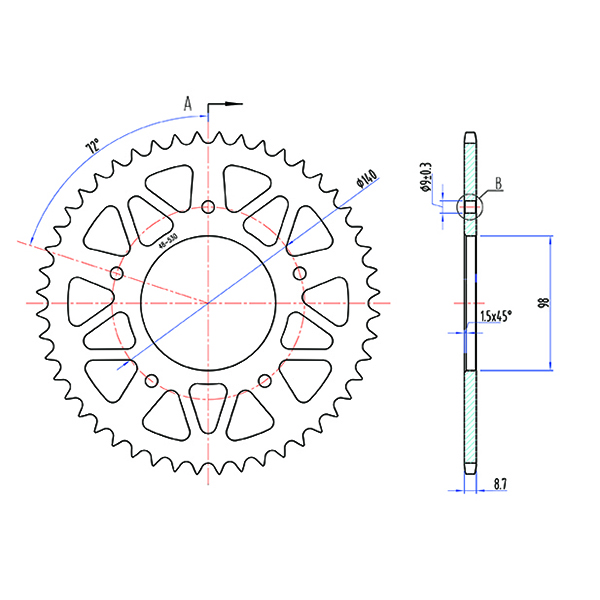 Rear sprocket, 48T for Harley Davidson 1250 Pan America 21-22