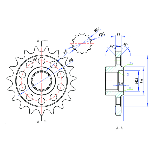 Front sprocket, 19T for Harley Davidson 1250 Pan America 21-22