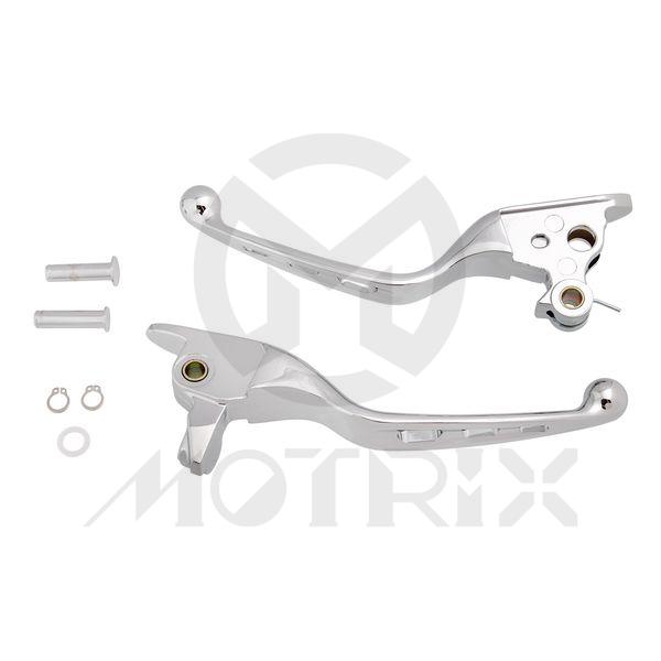 Harley Chrome hand control lever kit fits 21-later Touring (except '23-later FLHXSE and FLTRXSE) and Trike models.