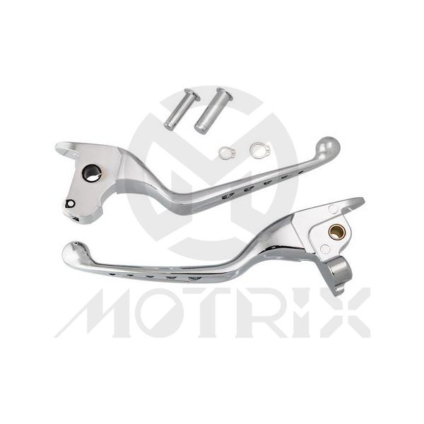 Chrome hand control lever kit fits '14-'16 touring models equipped with hydraulic clutch. Not fit TRIKE models. Material: Aluminum