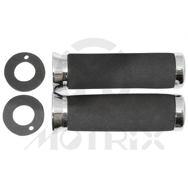 Custom black foam grip with chrome end 150MM ID: 1''+1-1/8''