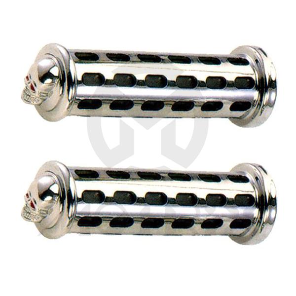 Plastic grips with red eyes skull end. L: 135MM fits 7/8''