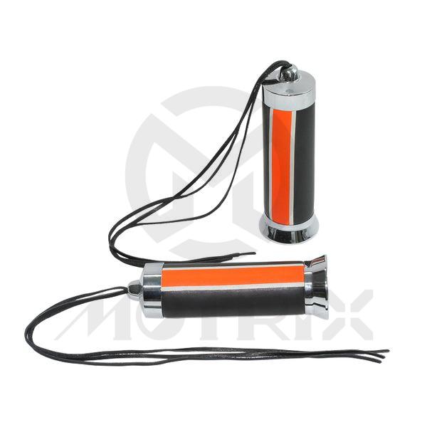 Leather grips, three tassel. L: 135mm fits (7/8'', 1'')