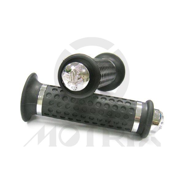 Rubber grips with chrome end. L: 125mm fits (7/8'')